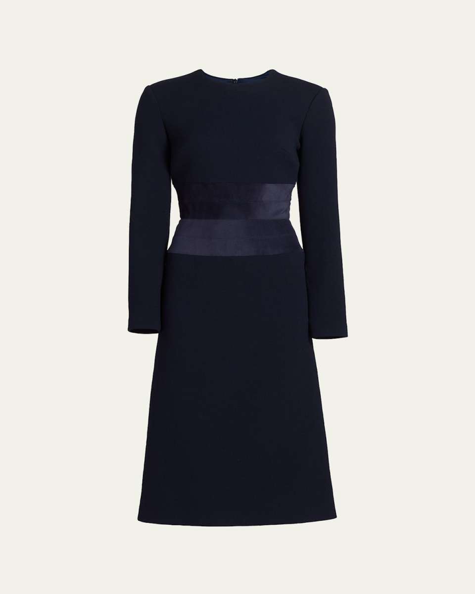 Long-Sleeve A-Line Midi Dress